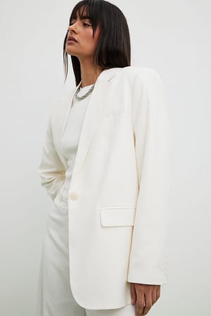 White Oversized-fit getailleerde blazer