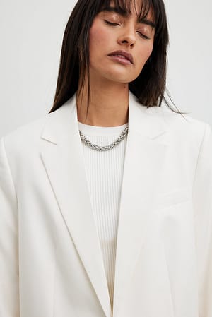 White Oversized-fit getailleerde blazer