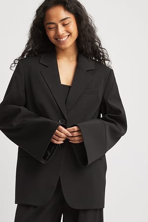 Black Oversized Kimono Sleeve Blazer