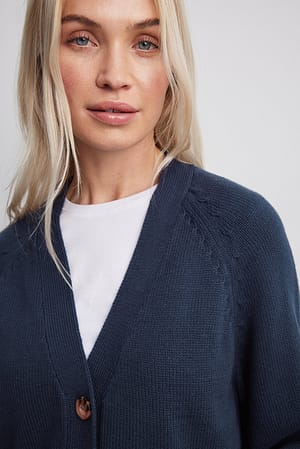 Navy Oversized Knitted Cardigan