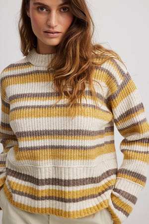 Multicolor Oversized strikket genser med striper