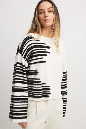 White/Black stripe Oversized Knitted Sweater