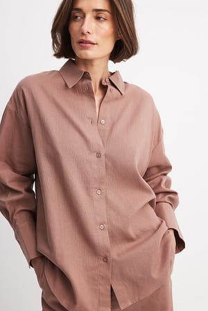 Dusty Pink Oversized skjorta i linneblandning