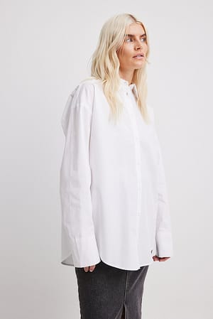 White Oversized langermet skjorte i bomull