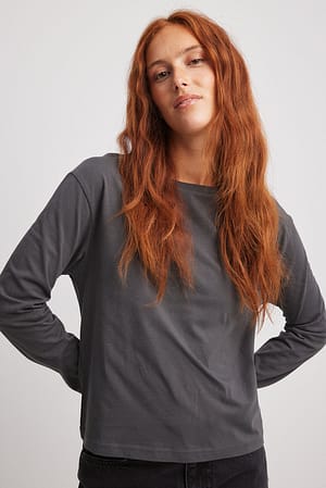 Dark Grey Oversized Longsleeve-Shirt aus ökologischem Material