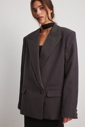 Grey Veste style blazer oversize matelassée