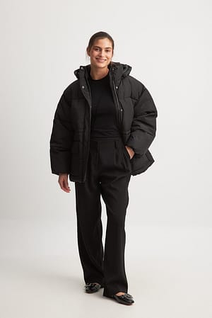 Black Oversized vattert jakke