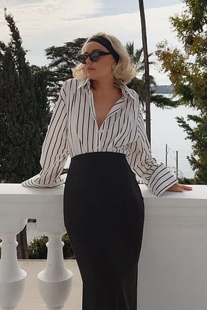 Black/White Stripe Camicia oversize in popeline a righe