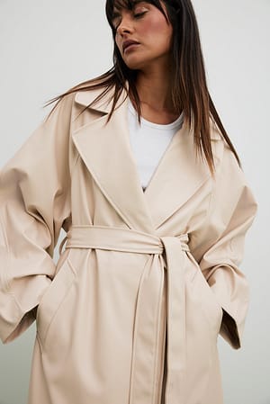 Light Beige Cappotto trench oversize in PU