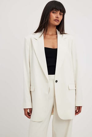 White Oversized blazer met scherpe revers