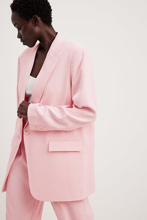 Pink Oversized Sharp Lapel Blazer