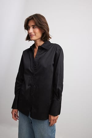 Classic Cotton Shirt Black | NA-KD