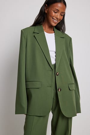 Forest Green Oversized Straight Fit Blazer