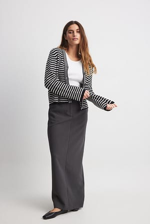 Black/White Oversized Striped Knitted Cardigan