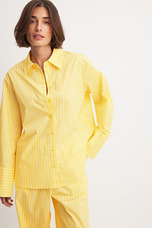 Yellow Stripe Gestreiftes Oversize-Baumwollhemd