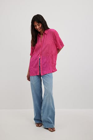 Pink Camicia oversize strutturata a maniche corte