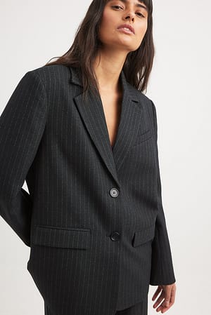 Grey Stripe Oversized strukturerad randig blazer