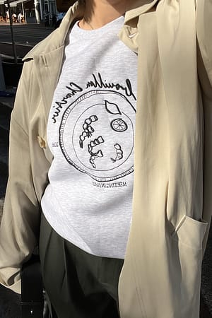 Light Grey Melange Oversize-Sweatshirt