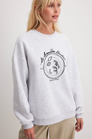 Light Grey Melange Oversize-Sweatshirt