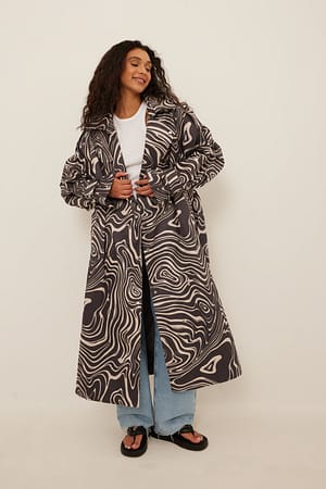 Swirl Print Cappotto trench oversize