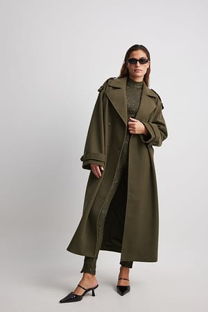 Dark Green Trench coat oversize pesada