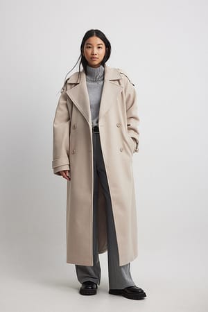 Light Beige Cappotto trench oversize pesante