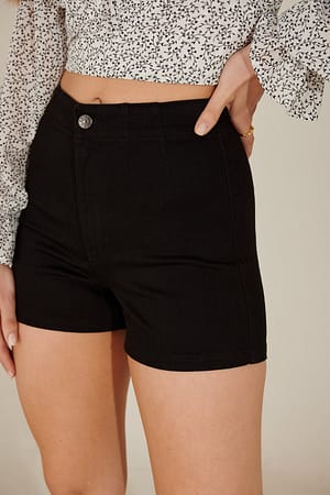 Black Basic Denim Shorts