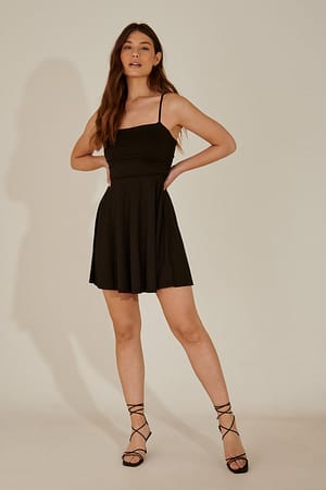Black Vestido mini con detalle fruncido