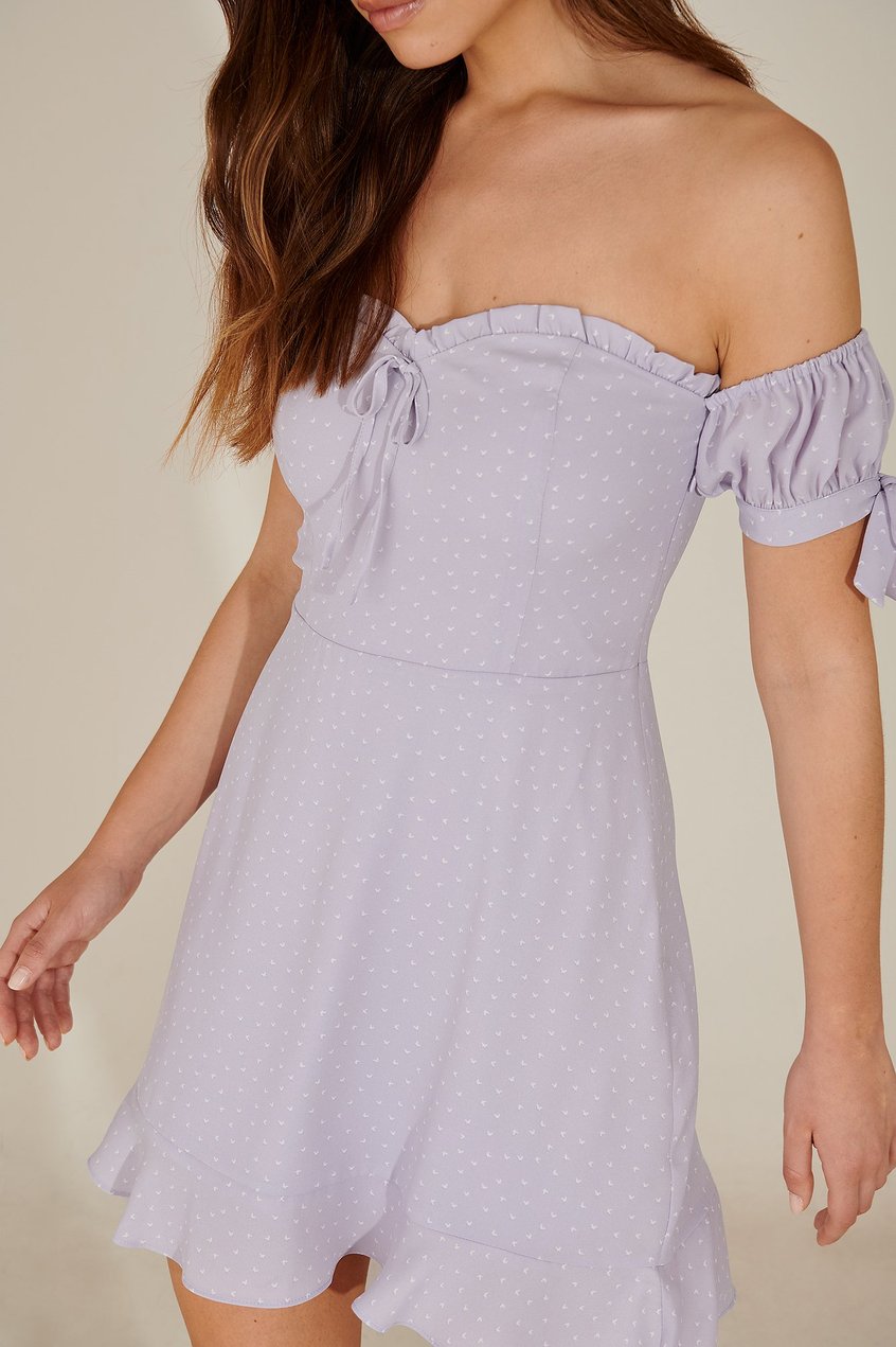 Kleider Reborn Collection | Recyceltes schulterfreies Kleid mit Schnürung-Detail - FI52995