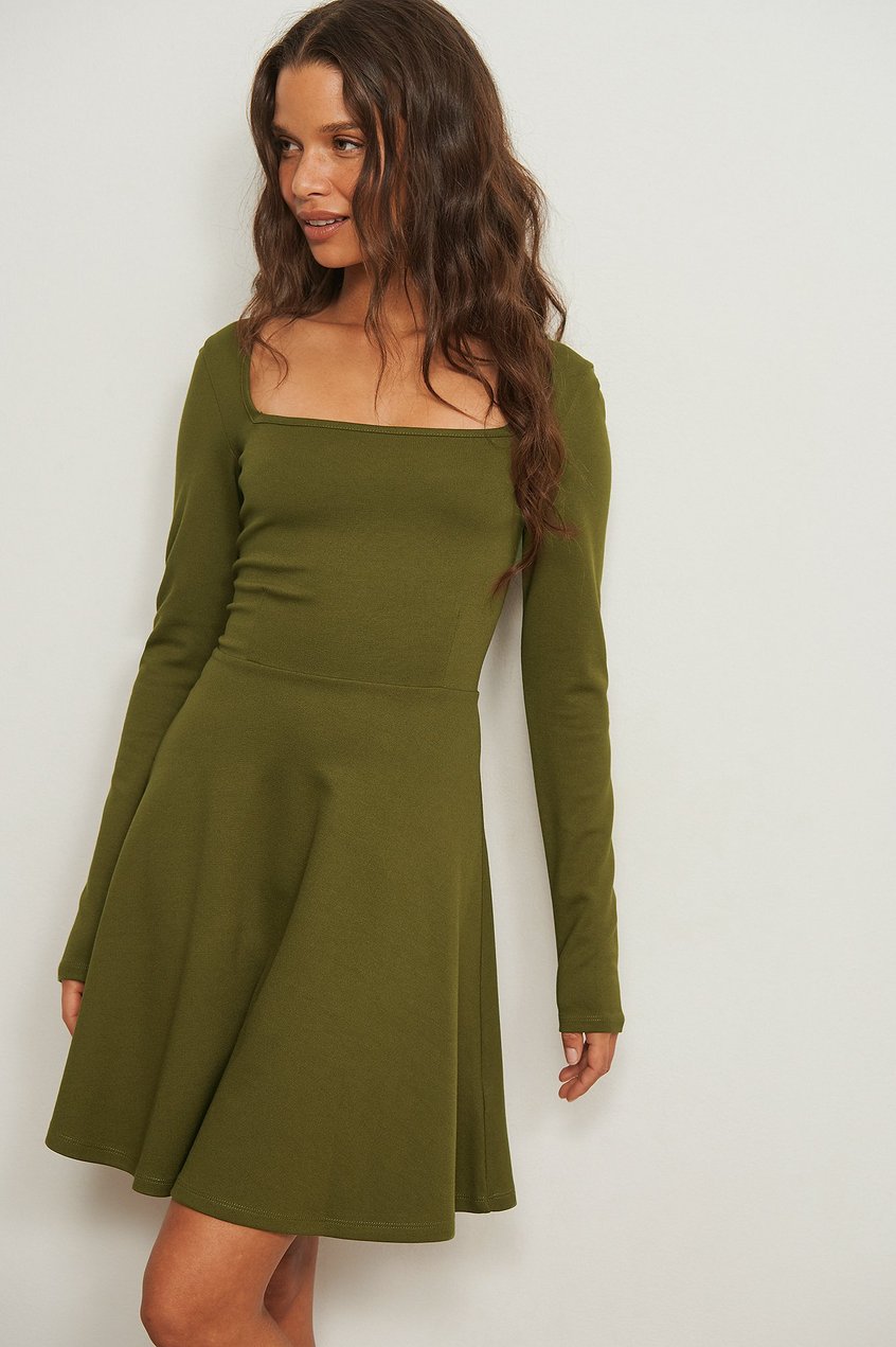 Kleider Jerseykleider | Kleid mit eckigem Ausschnitt - QS12772