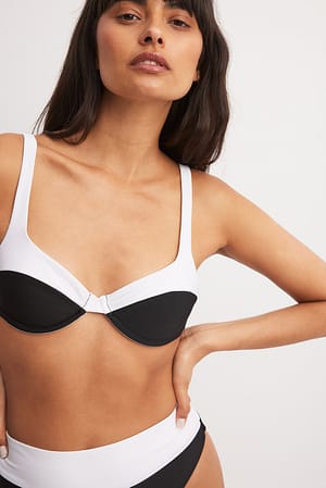 Black/White Braguita de bikini con paneles