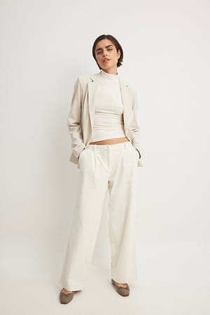 Off White Cord Loose Low Waist Pants