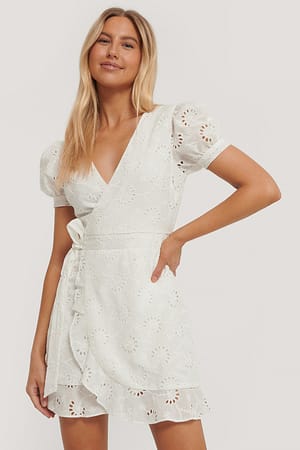White Crochet Short Sleeve Dress