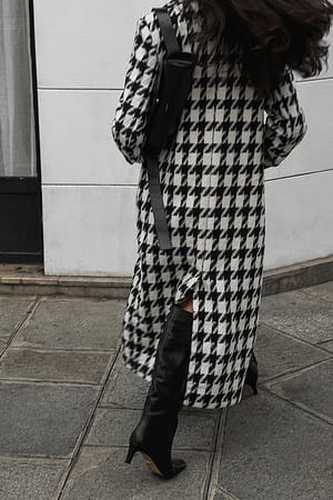 White/Black Pattern Detail Coat