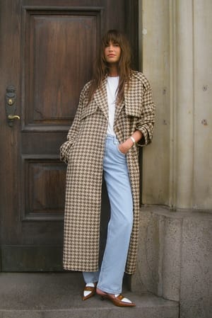 Greige Pattern Detail Trench Coat
