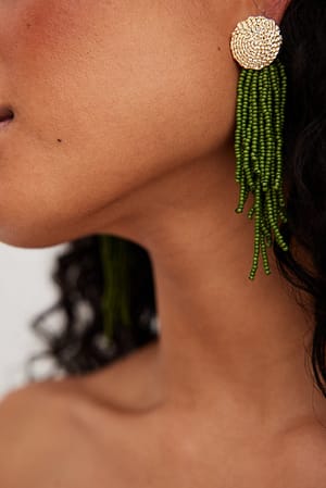 Green Beaded Earrings