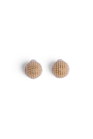 Gold Pearl Stone Earrings