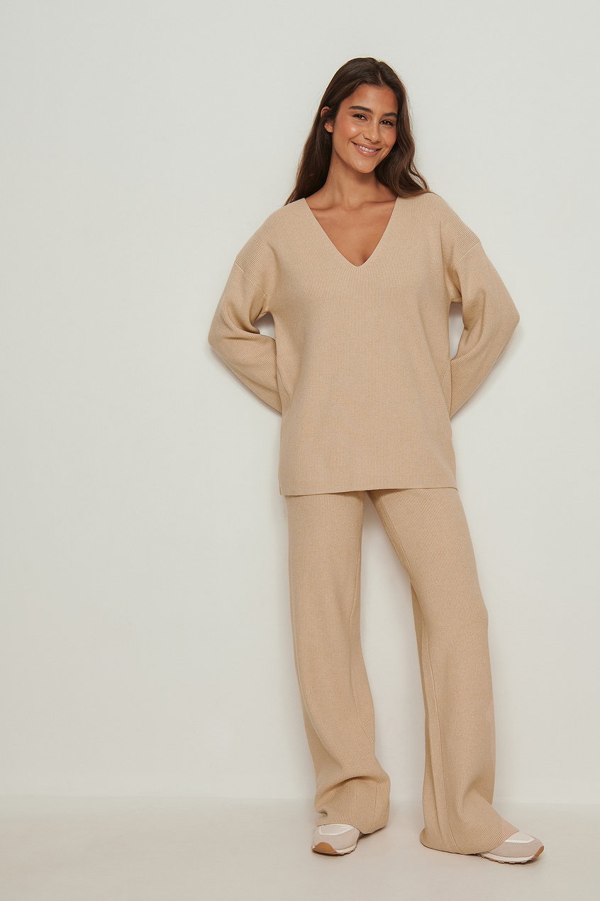 Loungewear Pullover | Weicher, gerippter Pullover mit lockerer Passform - QD51627