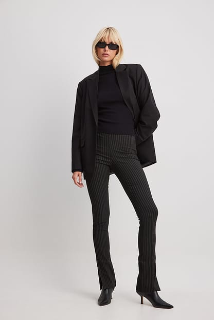 Pinstriped Stretch Slit Pants Stripe | NA-KD
