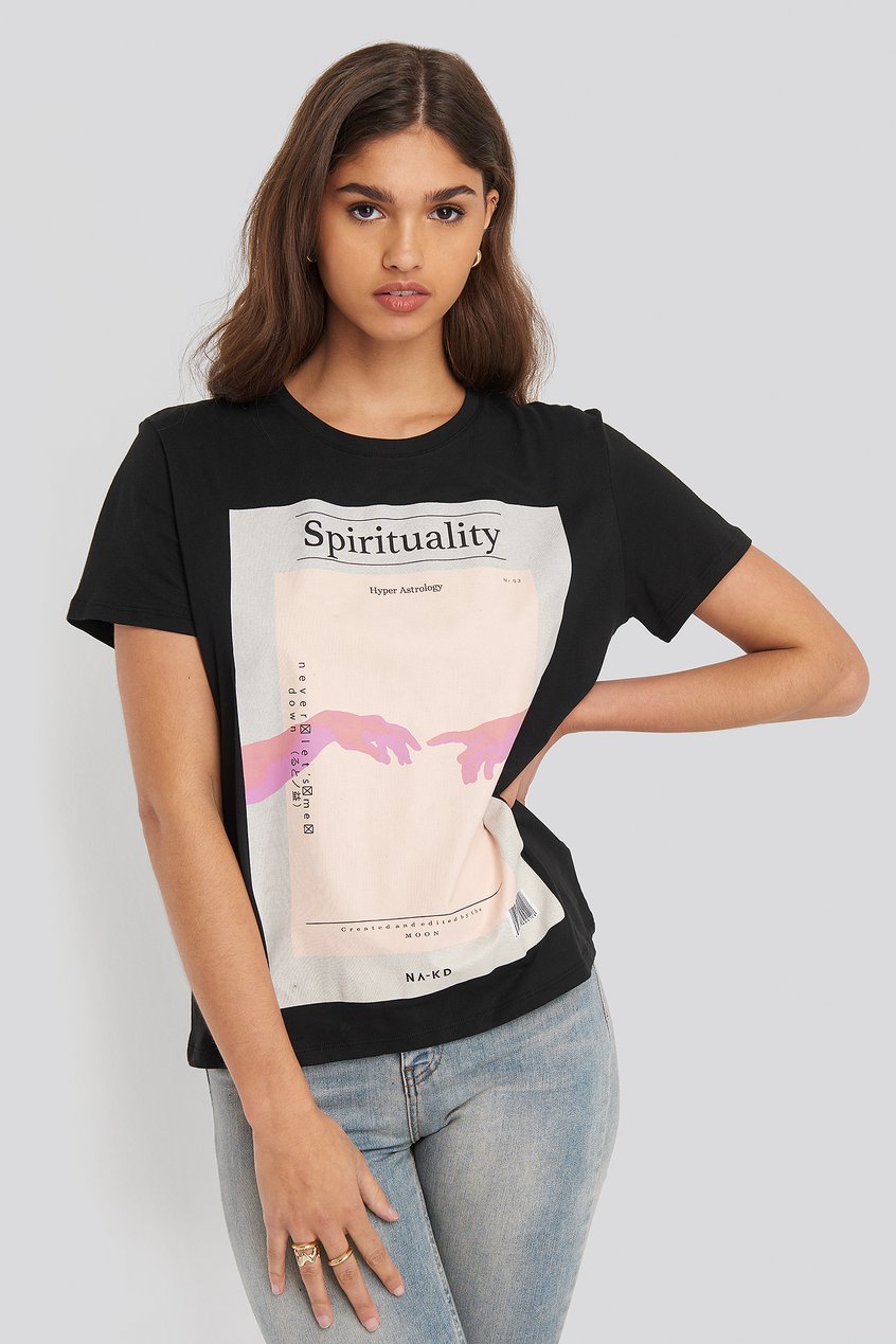Oberteile T-Shirt mit Aufdruck | Spirituality Oversized Tee Schwarz - MZ83426