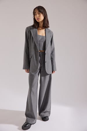 Pleat Detail Suit Trousers Grey | NA-KD
