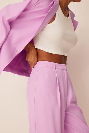 Light Pink Pleat Detail Suit Trousers