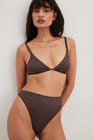 Brown Pleated Bikini Top