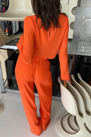 Pleated Detail Trousers Orange | NA-KD