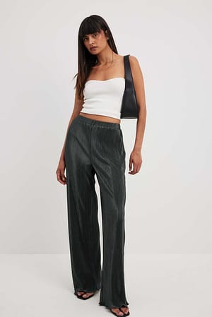 Grey Pleated High Waisted Trousers