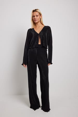 Black Pleated High Waisted Trousers