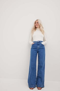 Pleated Long Jeans Outfit