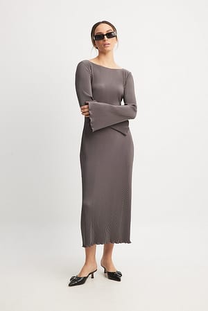 Grey Vestido midi plisado