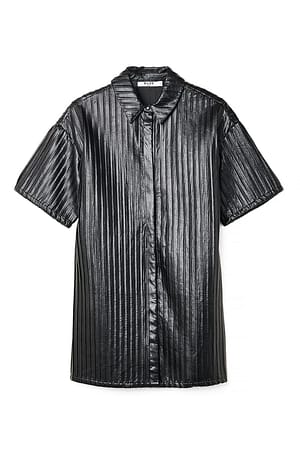 Black Mini abito plissettato in PU