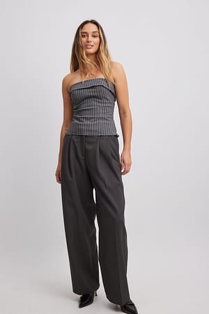 Pleated Wide Leg Suit Pants Outfit